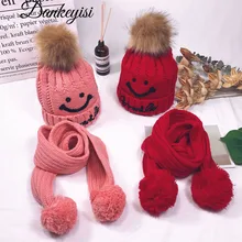 DANKEYISI Knitted Hat Scarf Cap Neck Warmer Winter Hats For Boys Girls Skullies Beanies Warm Children Winter Hat And Scarf