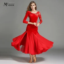 Adult modern dance set my743 744 skirt ballroom dancing clothes long-sleeve velvet free shipping