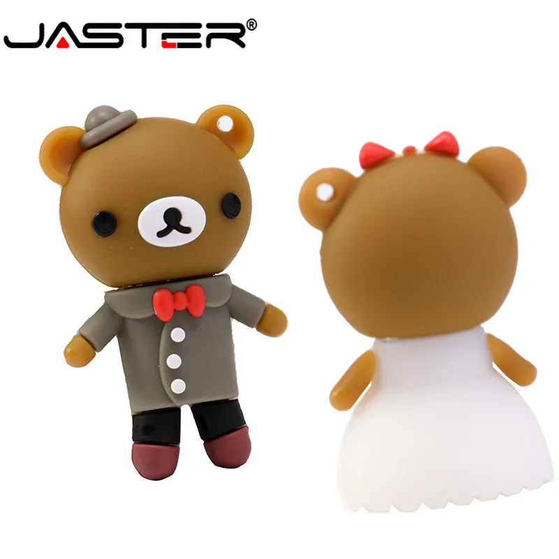 JASTER Свадебный мультяшный медведь pendrive 4 ГБ 8 16 32 64 Гб ручка для жениха usb флеш
