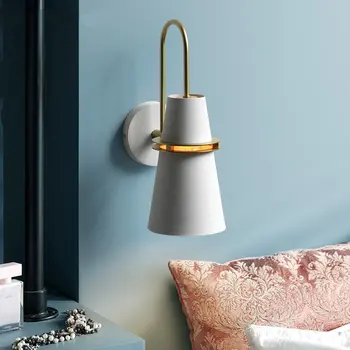 

Nordic creative and minimalist wall lamp iron craft bedroom living romm macaron wall light luxury decor balcony sconce lights