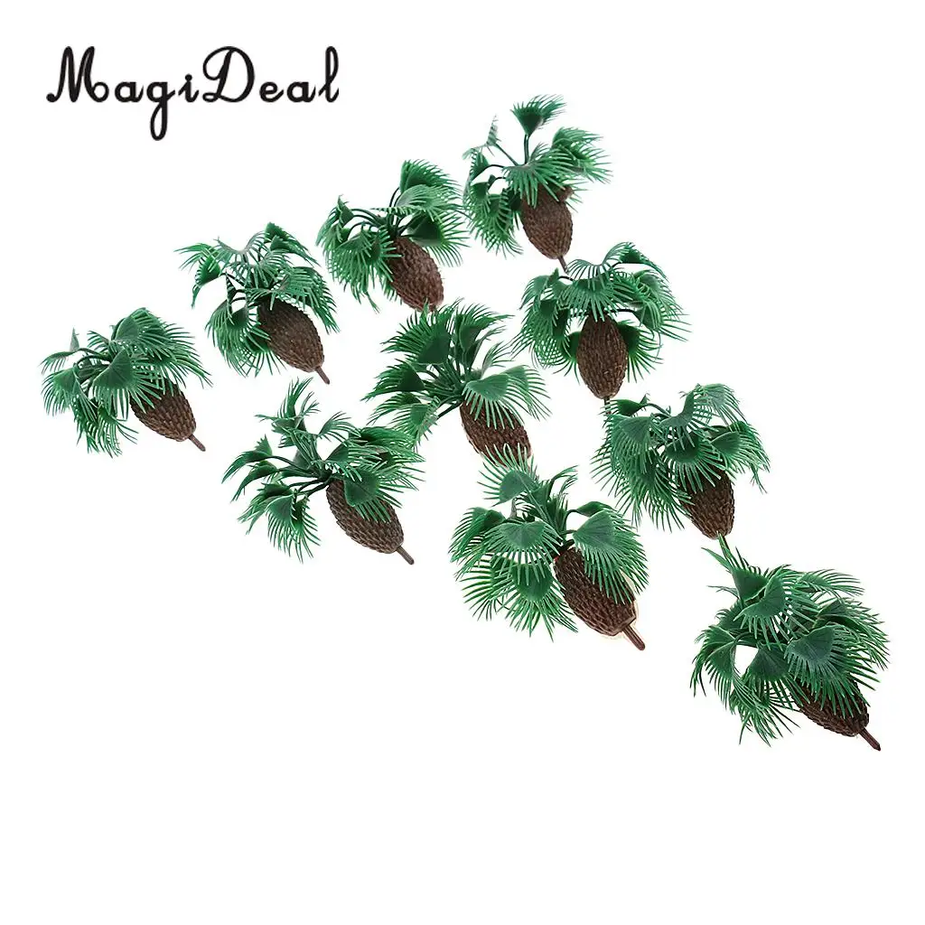 MagiDeal 10Pcs Plastic 1/100 Scale Palm Tree Model Train Railway Railroad Scenery Miniature Scene DIY Model Building Props 6cm