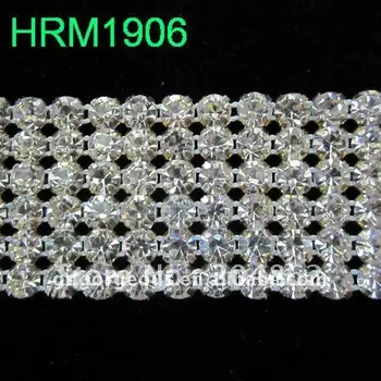

10yd 6 rows Clear crystal rhinestone mesh trim Cake ribbon banding with SS20 Crystals for DIY Browband Wedding dress decoration