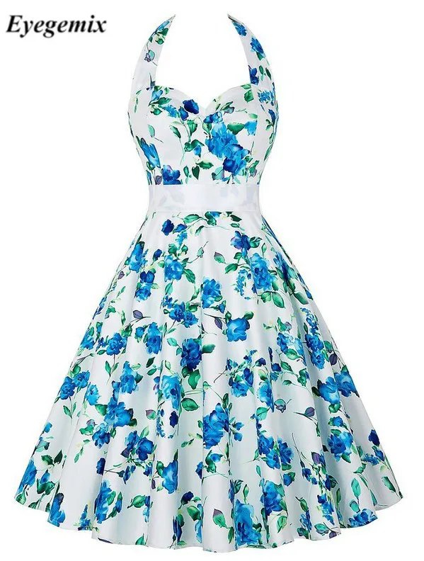 

Summer Dress 2019 Casual Floral 50s 60s Retro Vintage Dress Women Robe Rockabilly Swing Pinup Vestido Sexy Elegant Party Dresses