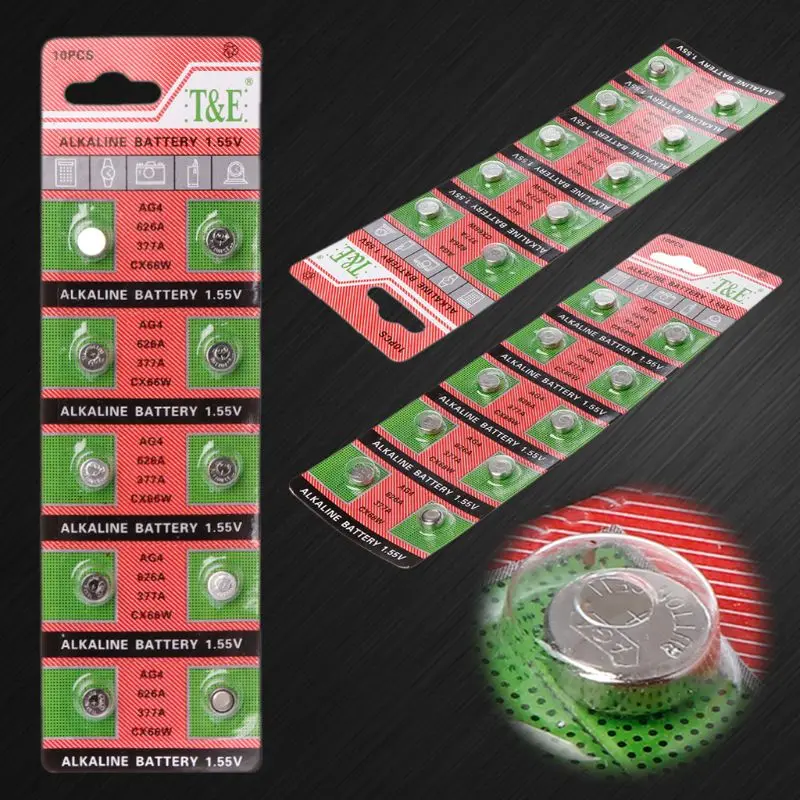 

10PCS Watch Coin Battery AG4 377A 377 LR626 SR626SW SR66 LR66 Button Cell Batteries Toys Remote Camera