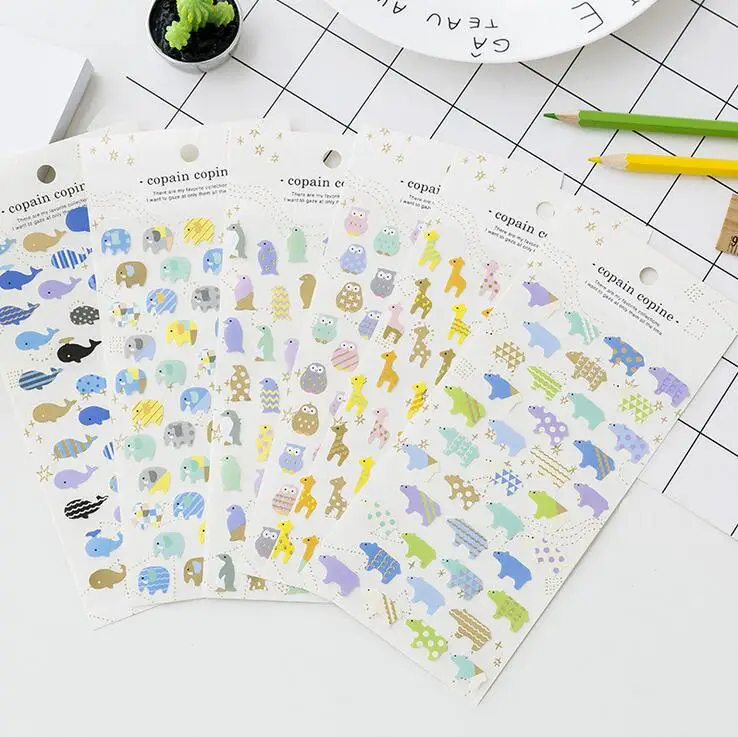 

The Party For Animals Whale Giraffe Owl Self-Adhesive Stickers Diary Notebook Stickers Decoration Stickers FOD