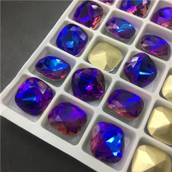 Topstone K9 стекло кристалл 8 мм 10 мм 12 мм Классический жир квадратный заостренные с обратной стороны Стразы высокое качество - Цвет: 001VB Violet Blue