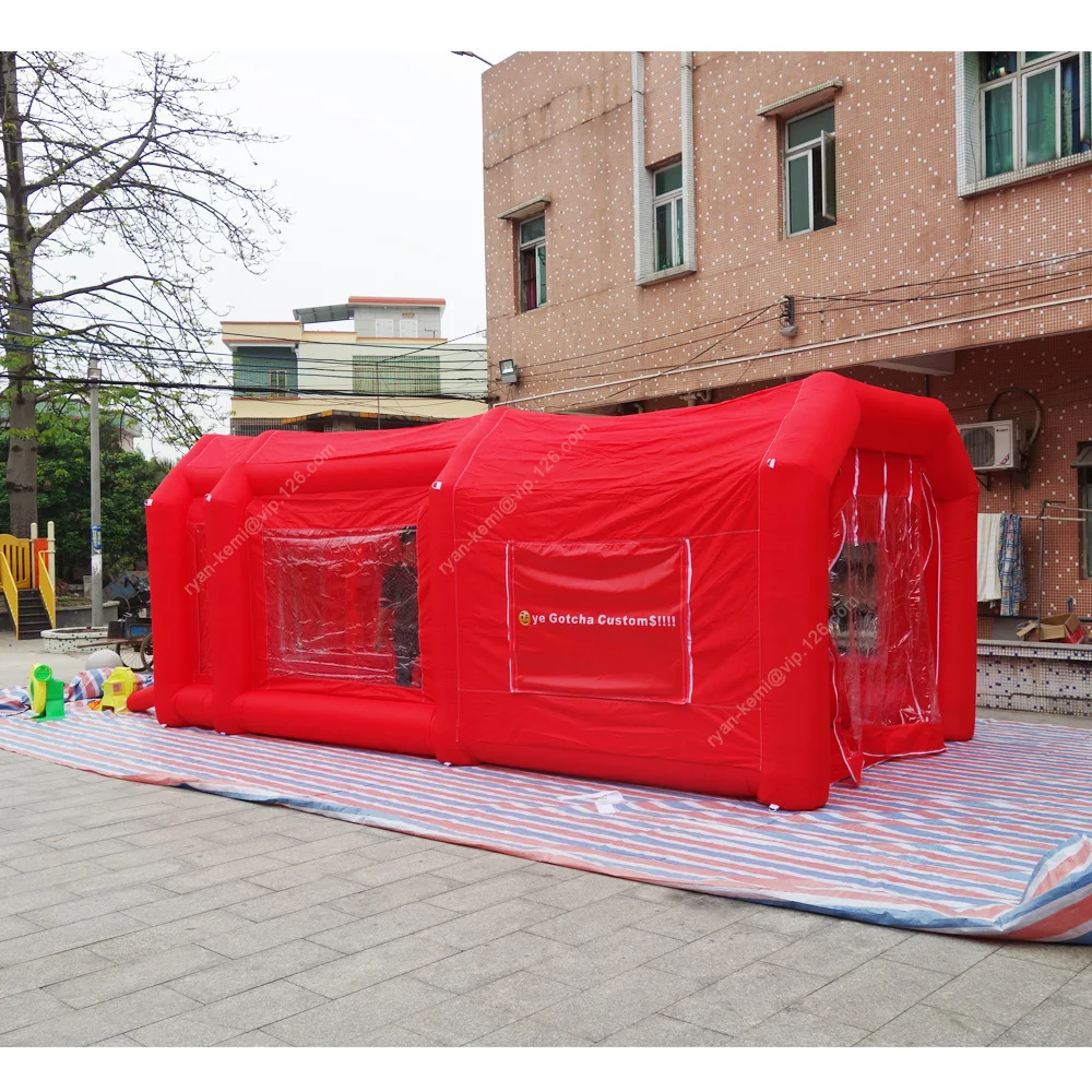 6x3x2.5mH small red inflatable spray booth for car paint portable inflatable car garage cabin tent for motorbike machine paint spray front