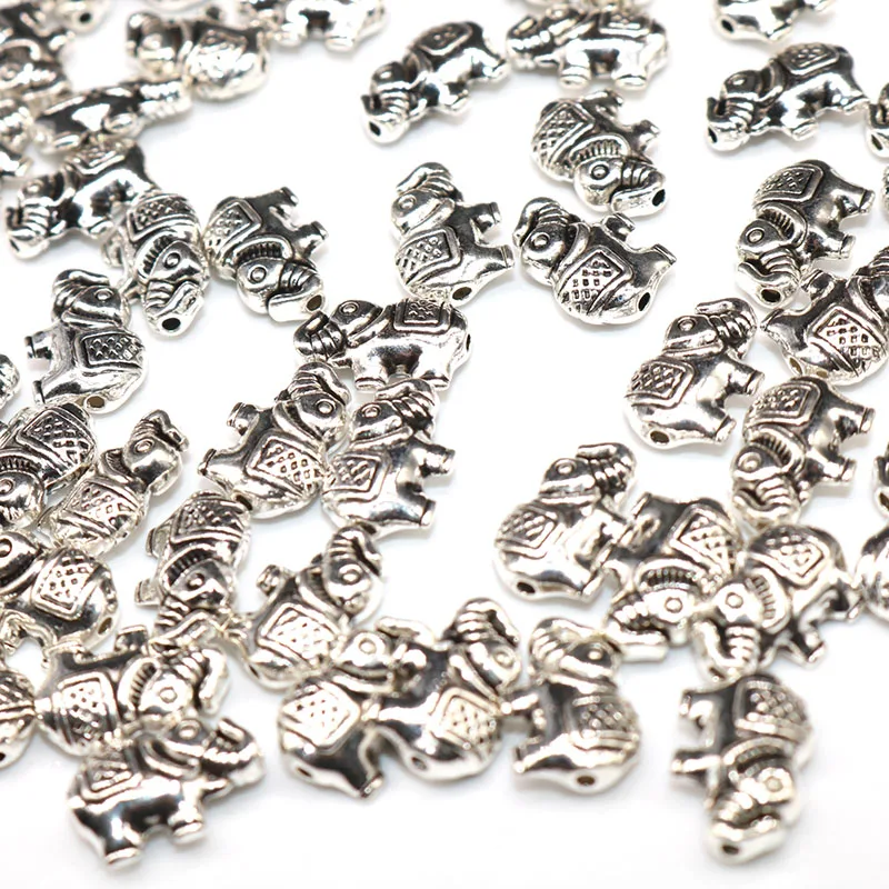 12 мм 20шт Серебряный Материал тибетские серебряные бусины Слон Европейские Бусины c разделителем ручной работы Шарм, изготовление украшений - Цвет: silver