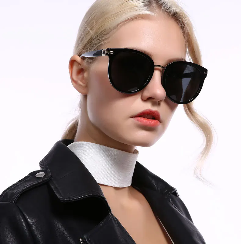 Женские солнцезащитные очки ROUPAI винтажные поляризационные черного цвета с