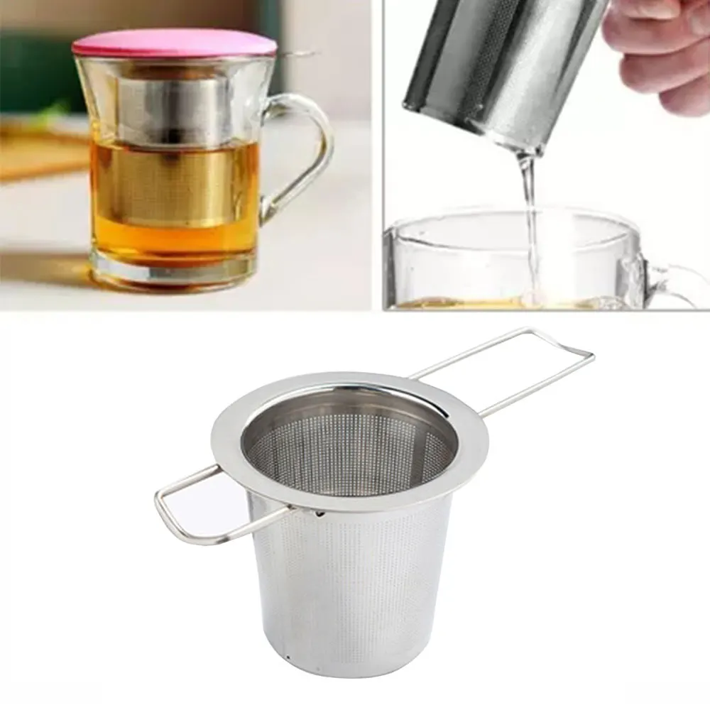 Reusable Stainless Steel Tea Strainer Infuser Filter Basket Folding Tea