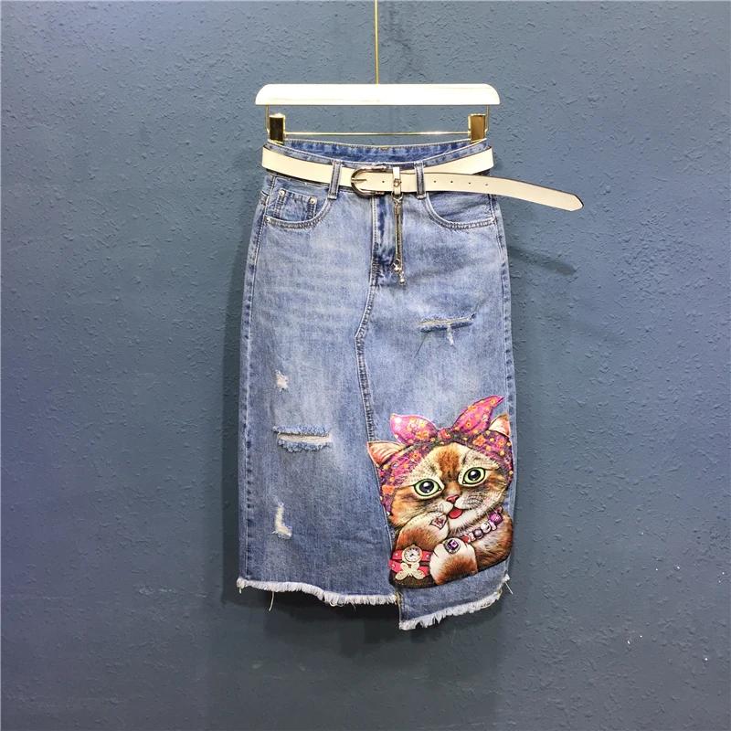 Джинсовые юбки женская цветочная вышитая джинсовая юбка-карандаш плюс одежда сказочные мечты
