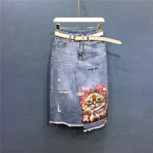 Джинсовые юбки женская цветочная вышитая джинсовая юбка-карандаш плюс одежда сказочные мечты