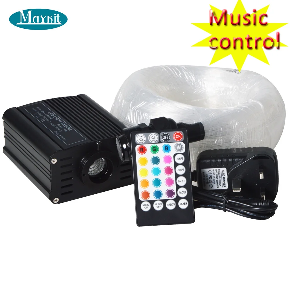 Maykit Voice Control RGBW LED Light Emitter Fiber Optics For 188 Mixed Stars Car Use Restaurant