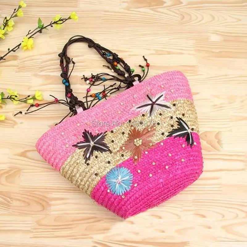 

Womens Straw shoudler beach bag Swimming Summer Woven Tote Beach shoulder Bag Straw Beach Bags free shipping