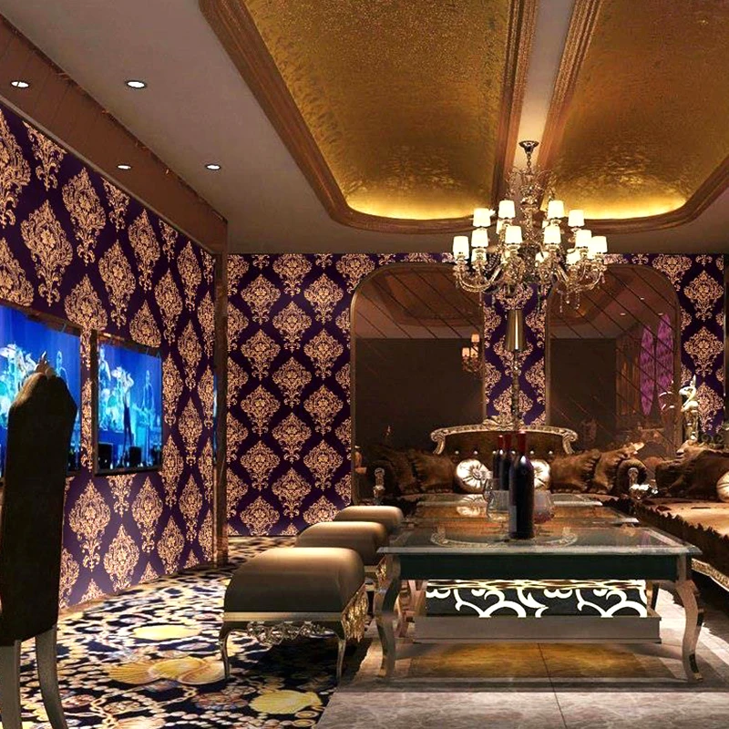 1.37m wide 3d flash wall cloth European wall paper bar wallpaper entertainment hall decoration gold foil metal texture laser