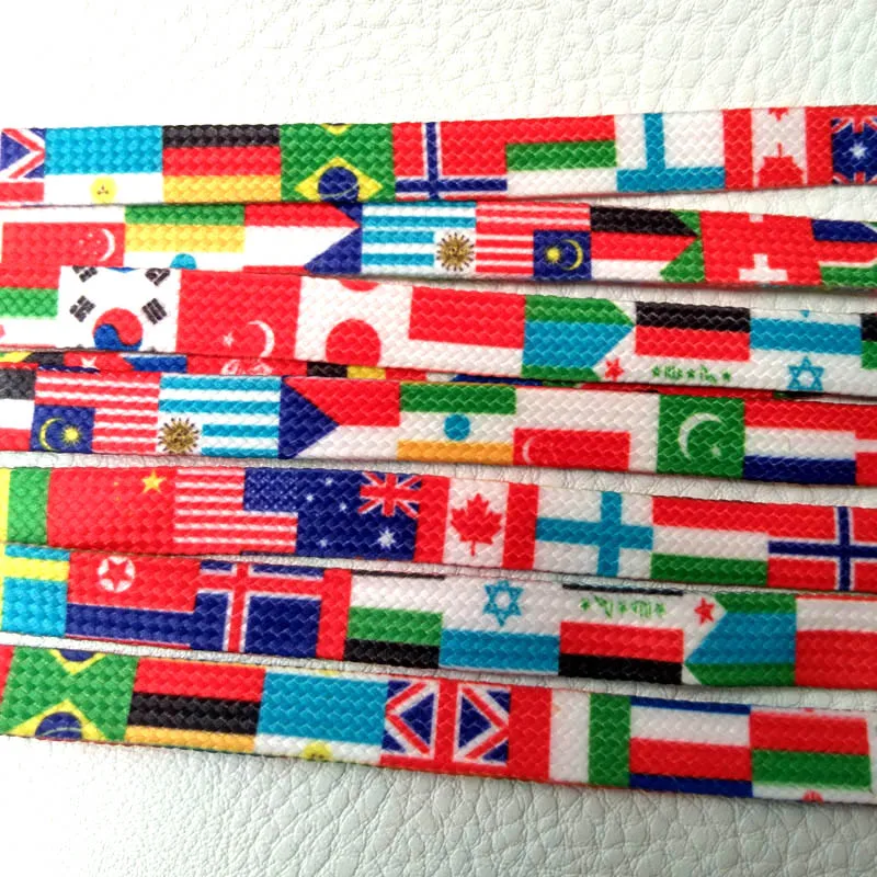 1 Pair Laces Printing Rainbow Flat Gradient Sports Canvas Shoes Colorful Laces Shoelaces Laces Up Sneakers High-grade Metal Head