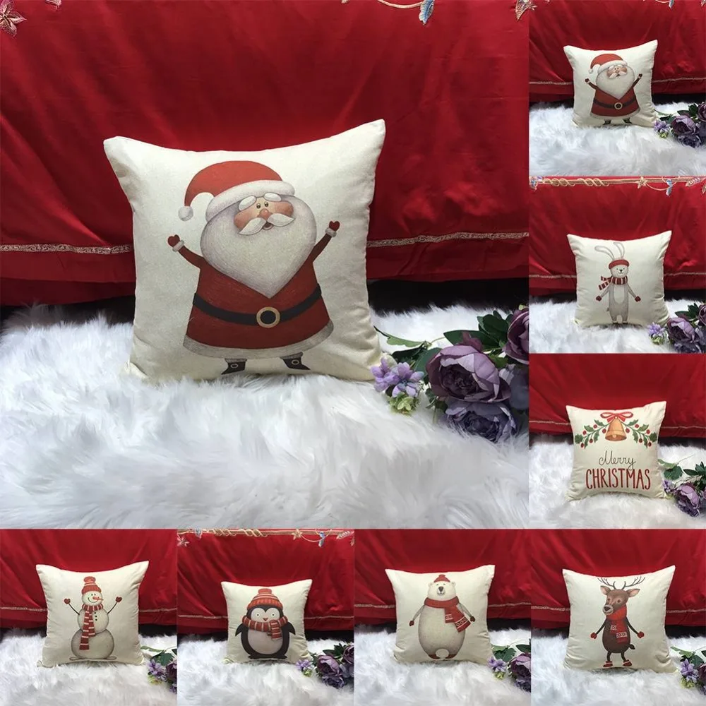 Рождество мультфильм пледы наволочки для дома Бар Магазин декоративные Санта Клаус Снеговик Лось узор пледы наволочка