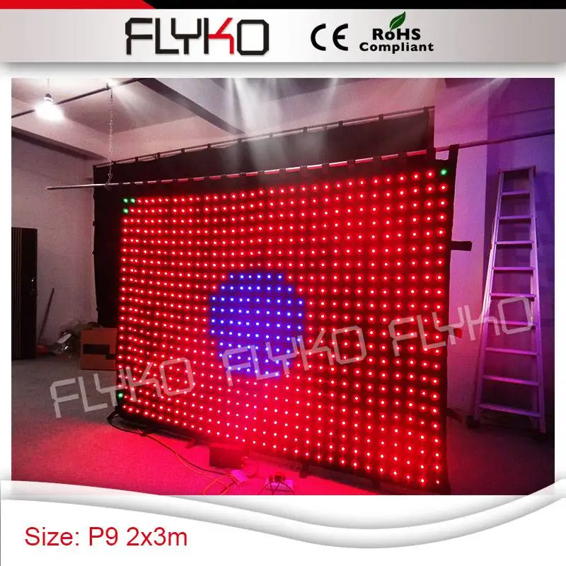 full color RGB 3in1 P90mm led video curtain 2x3m design size in DJ stage show display