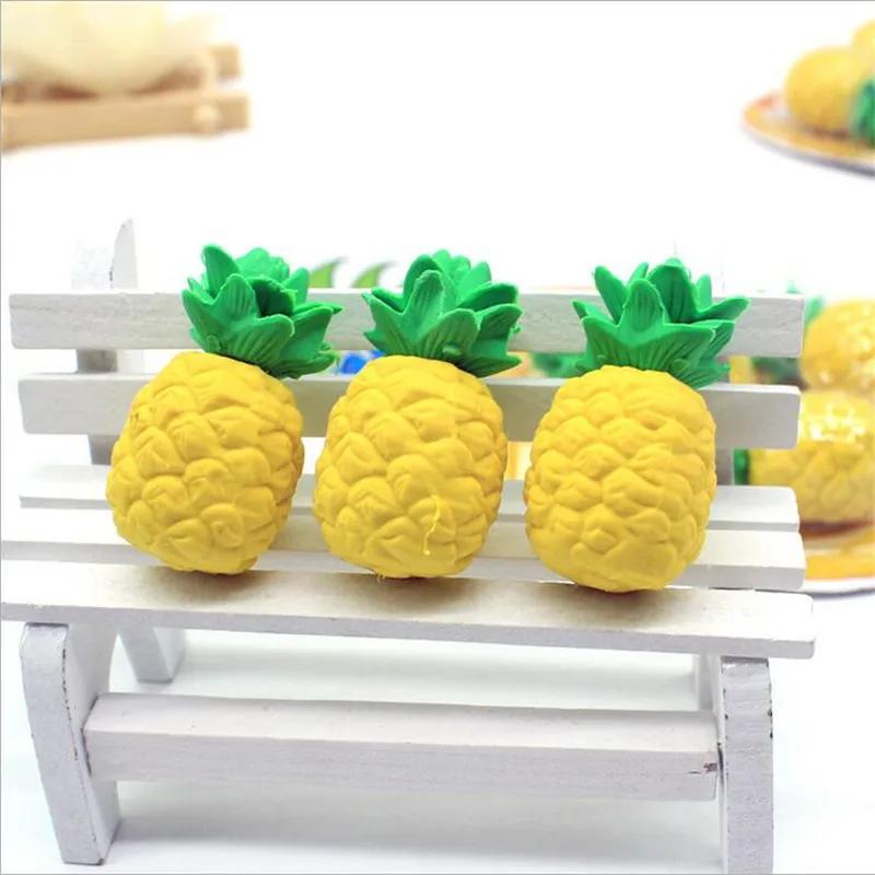 3 шт./компл. мультфильм резиновый ластик в виде фрукта для детей симуляция большой ананас моделирование ластик для студентов, школьные принадлежности