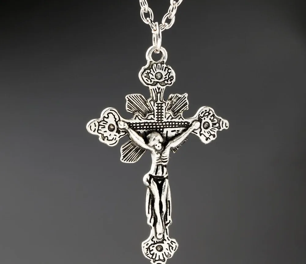 Jesus Christ Religion God Cross Pendants Necklaces Christian Antique