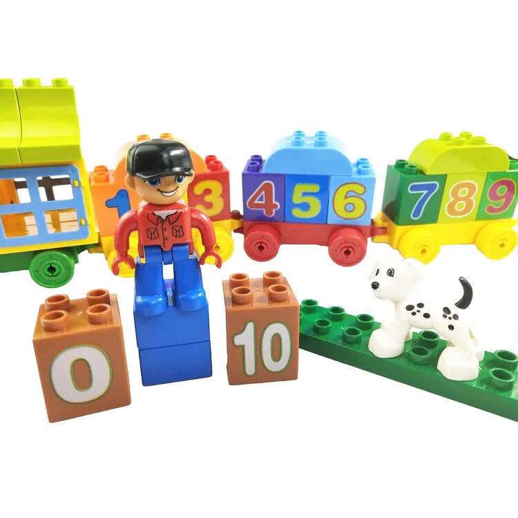 50 шт. большие частицы цифры поезд строительные блоки кирпичи развивающие детские город игрушки совместим с Duplo