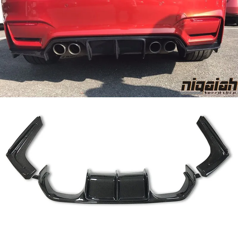 New Arrival F80 M3 F82 M4 V Styling 3pcs Carbon Fiber Rear Bumper Lip Diffuser For
