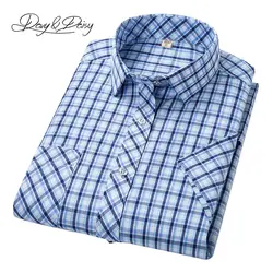 Davydaisy Новое поступление бренд Рубашки в клетку Для мужчин лето Slim Fit платье Повседневное футболка с коротким рукавом Camisas 15 цветов DS-174