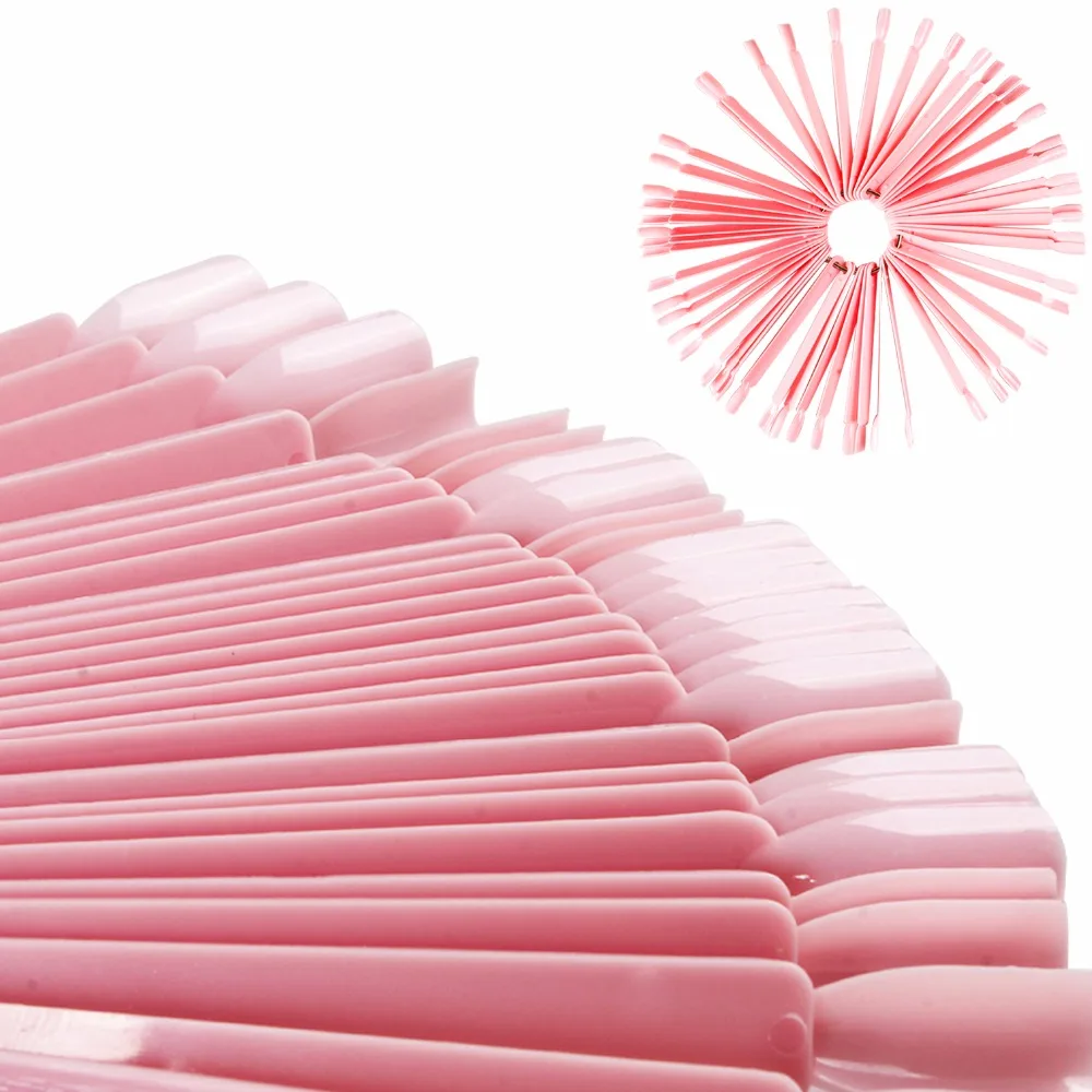 YWK Nails Fan shaped 50pcs Pink False Nail Art Tips Display for Nail
