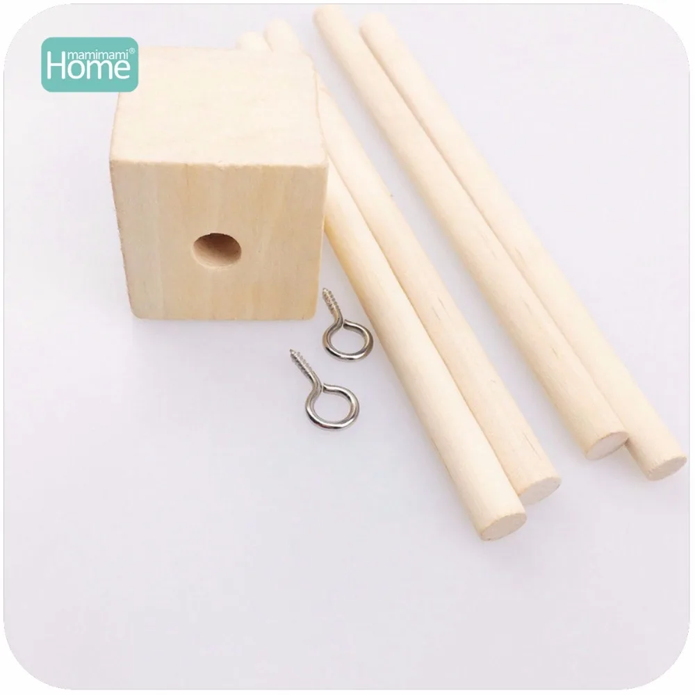 MamimamiHome The Wooden Baby Crib Toys Play Gym DIY Handmade Crafts Materials Natural Wood Baby Rattle