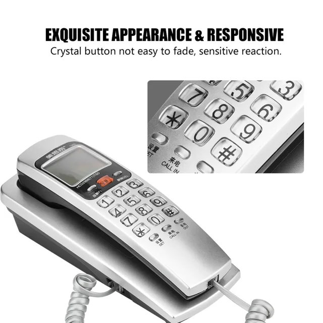 FSK/DTMF Caller ID Telephone Corded Phone Big Button Desk Put Landline Fashion Extension Telephone for Home Red Blue Silver Blue