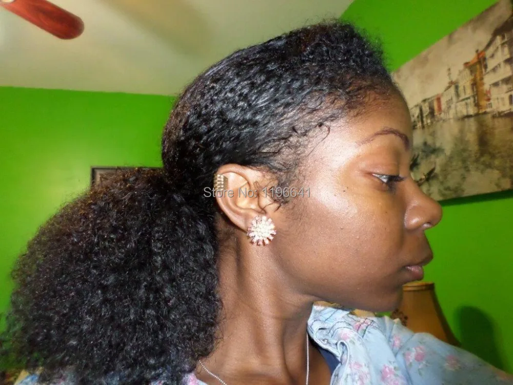 Low Afro Ponytail Style For Black Woman Clip In Black Afro Kinky