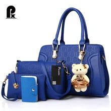 2017 Mujeres de la Marca de Lujo 4 Unids/set Compuesto Bolsa de Bolsa de Cuero Bolsos de Hombro Del Bolso Del Mensajero Monedero de Las Señoras Monedero