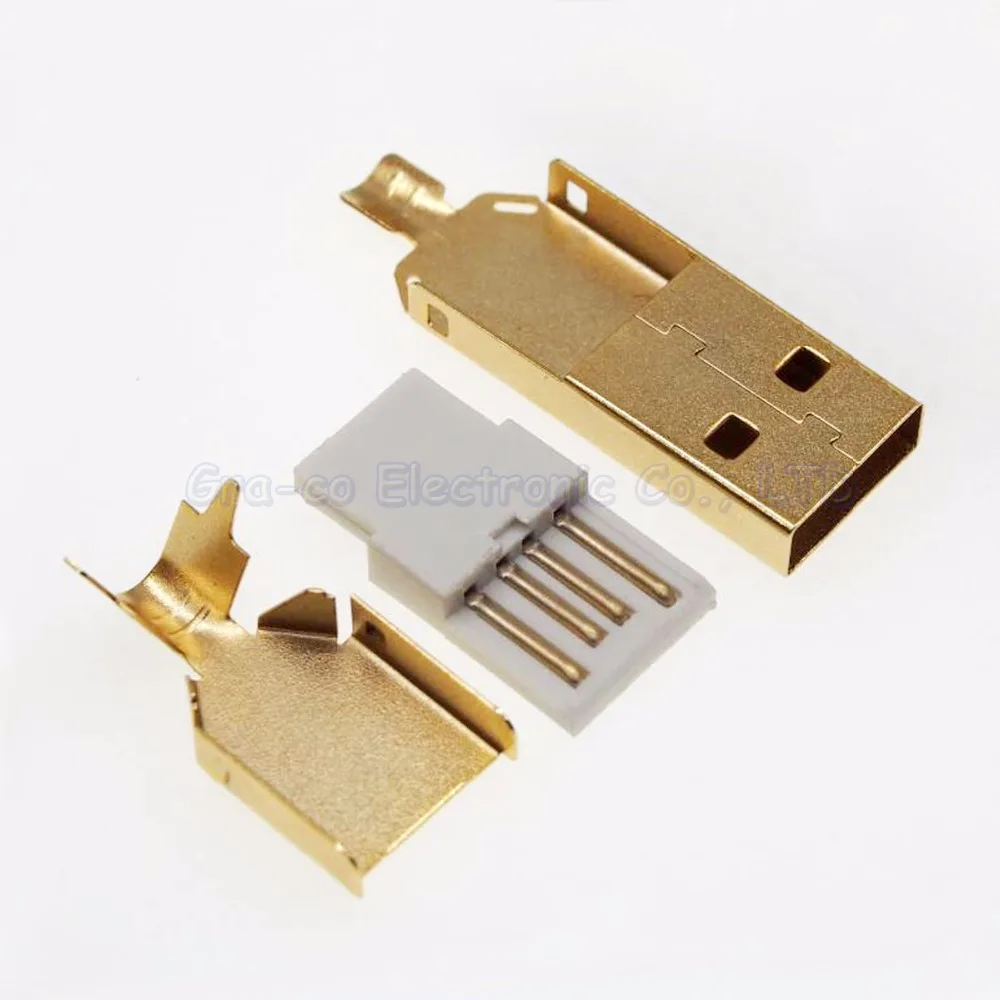 50 комплектов сделай сам 3 в 1 позолоченный USB 2 0 тип А штепсельная вилка сварочный