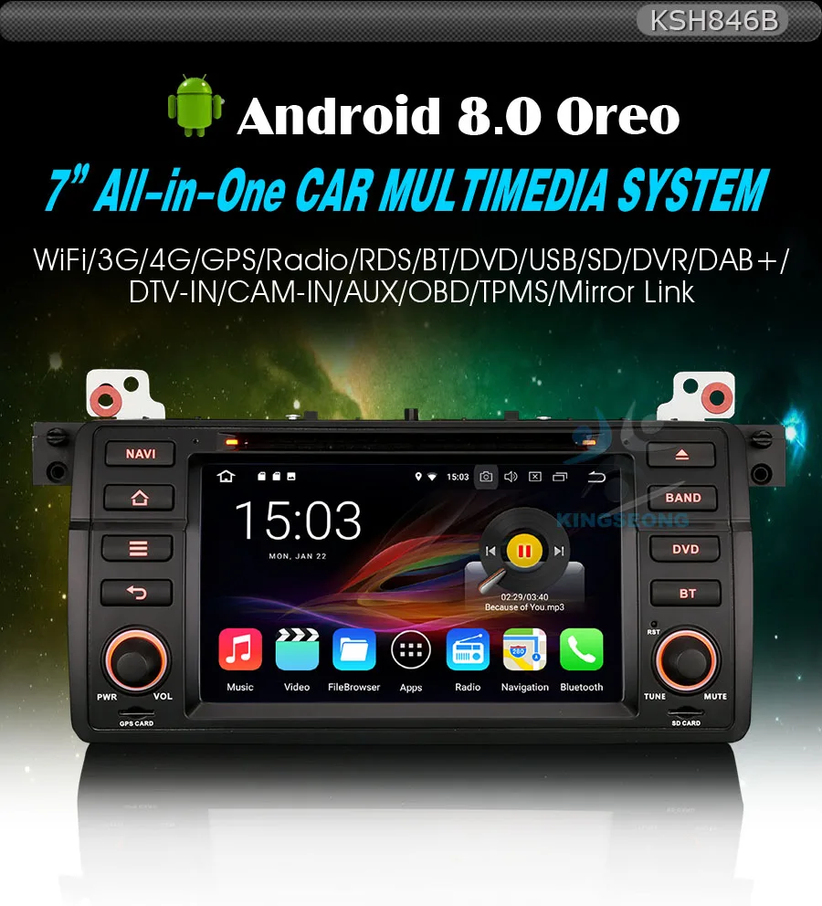 Best Autoradio DAB+ Android 8.0 GPS Navi WiFi 3G Radio RDS BT DVD USB SD DVR DVB-T2 Car DVD player For BMW E46 M3 3er Rover 75 MG ZT 0