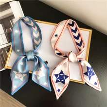 5x95CM small fluttering twill silk scarf for women Korean tie scarf neckerchief scarfs for ladies striped neck scarf Bag strap striped scarf tote bag 3pcs