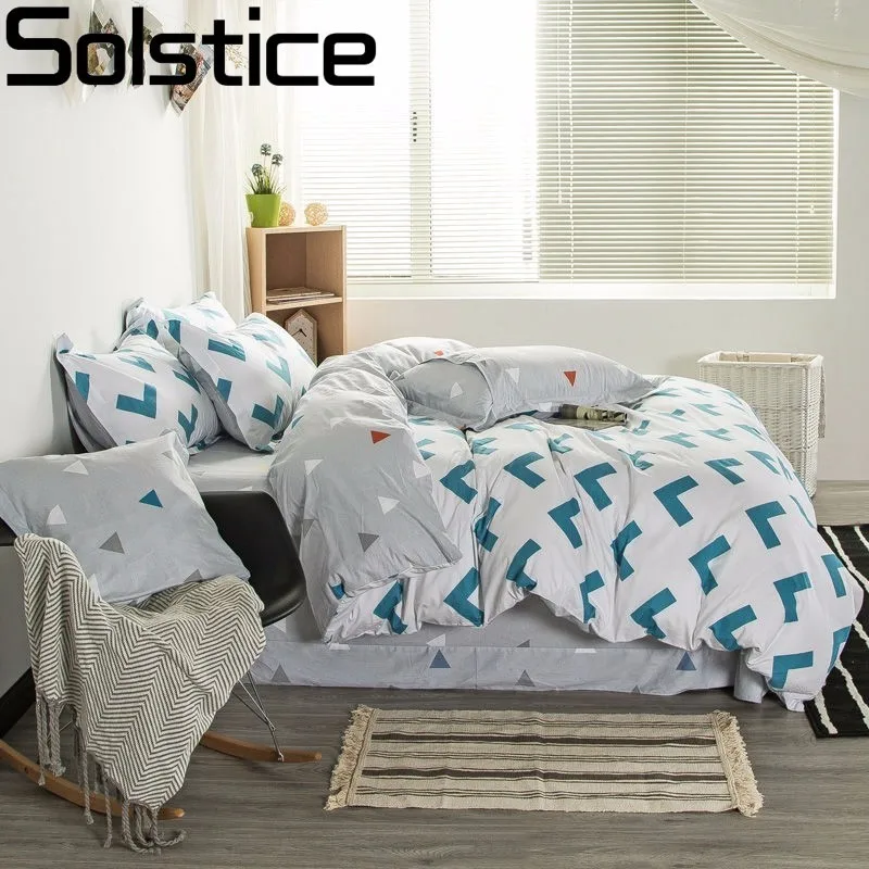 

Solstice Home Textile Green Arrows Style 100% Cotton 4pcs Bedding Sets Duvet Cover Bed Sheets Bed Linen Pillowcases King Size