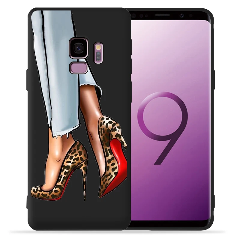 Модный чехол для девочек samsung Galaxy S9 S8 S10 Plus S7 S6 Edge S10 Lite Note9 8 высокий каблук кофейная Цветочная девушка чехол для телефона Etui - Цвет: 06