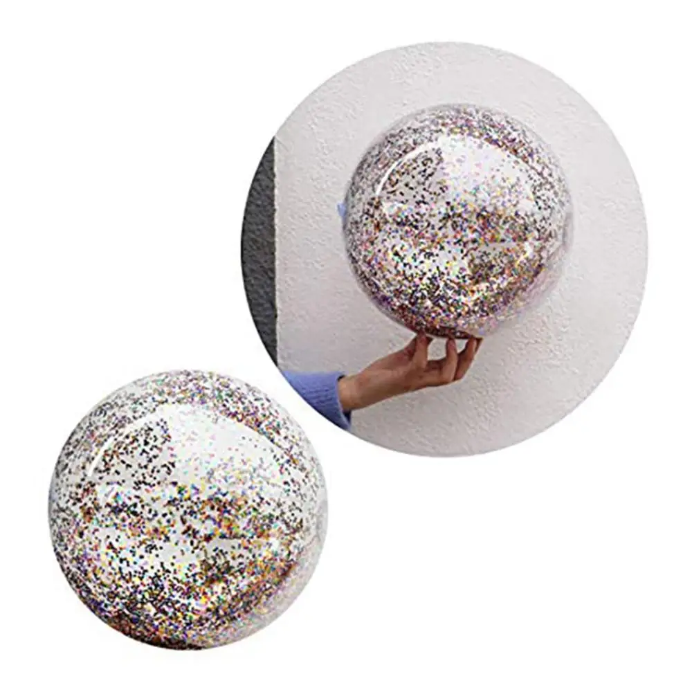 

Children Bling Transparent Swimming Toys Round Inflatable Sequins Inside PVC Beach Ball Swimming Pool Floating Toy