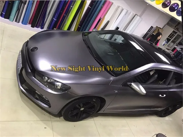 best quality matte satin chrome charcoal grey vinyl car body wrap