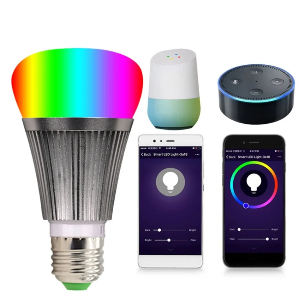 Умная WiFi лампа накаливания приложение пульт дистанционного управления диммер 7 Вт Светодиодный светильник лампа изменение цвета E27 RGB лампы работает с Alexa для Android iOS