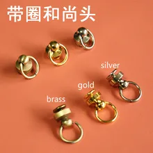 1Pcs Brass Round Head Ring Rivet Studs Screw Fastener Screw Stud Back Leather craft Accessory Hasps