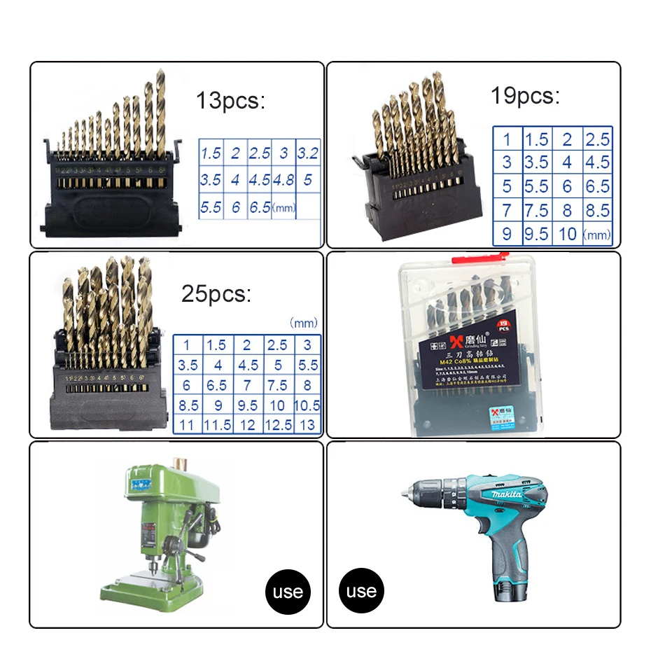 25 шт. M42 HSS Сверло Набор для Metal содержат 8% высокое Кобальт медных, стальных, алюминиевых дерево Нержавеющая сталь бурении дрель