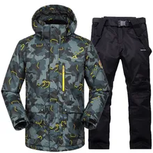 Мужская лыжная куртка+ брюки, ветрозащитная водонепроницаемая Спортивная одежда для улицы, супер теплый лыжный костюм для сноуборда, утолщенный спортивный костюм для улицы
