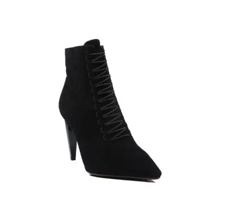 

Women black multipurpose pointed toe high heel ankle boots Ladies'black solid thin heel short boots Dress shoes Female boots