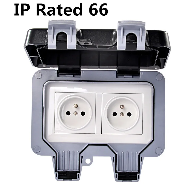 IP66 французский стандарт водостойкая наружная настенная розетка 16А двойная ЕС