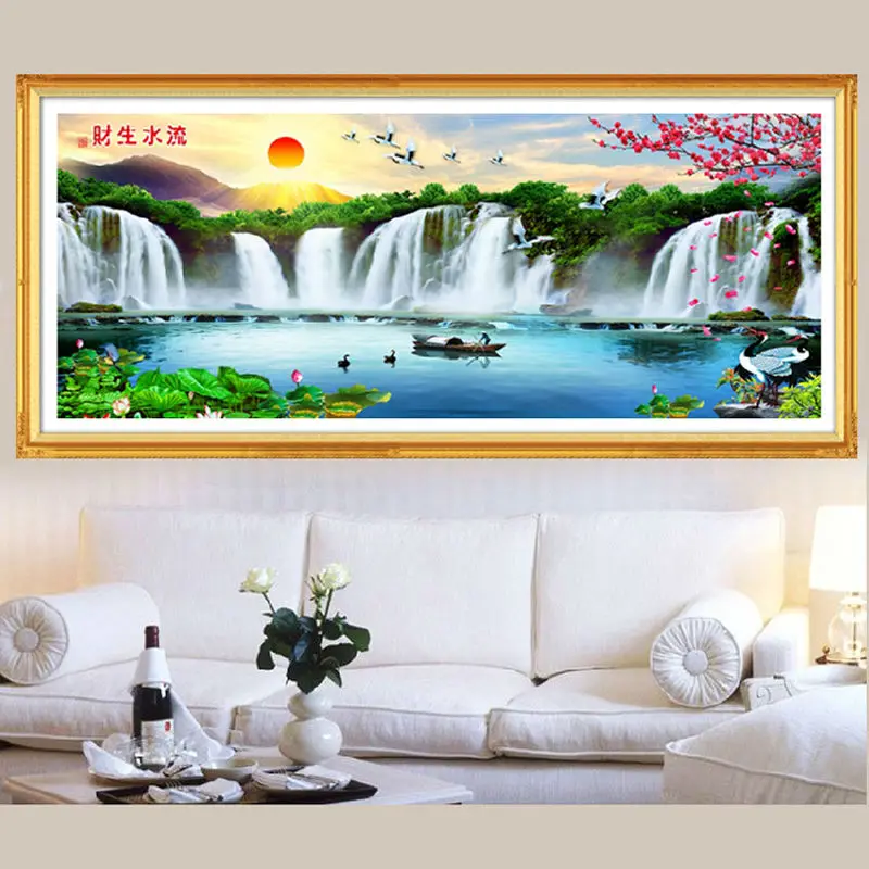 5D Diy Diamond Painting Cross Stitch Water Falls Diamond Embroidery Natural Landscapes Rubik S Cube Full