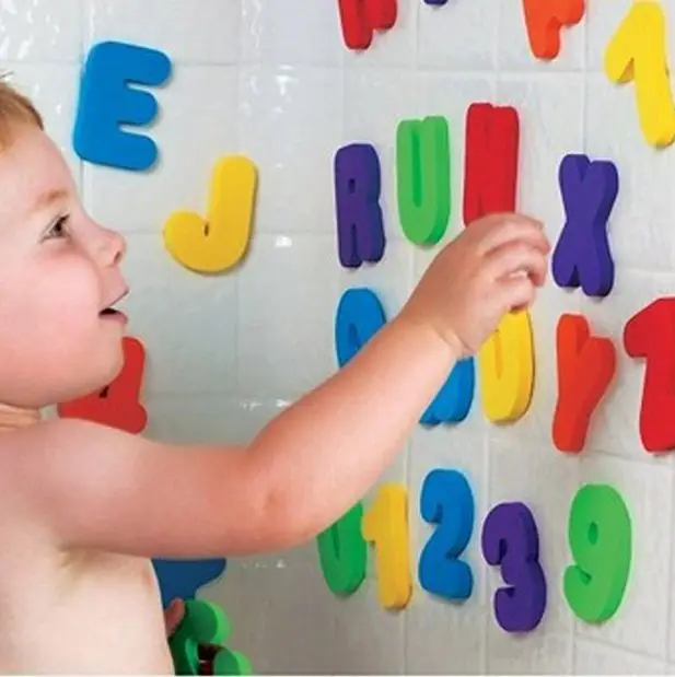 36pcs/Set Alphanumeric Letter Puzzle Baby Bath Toys Soft EVA Kids Baby Water Toys For Bathroom Early Educational Suction Up Toy 1