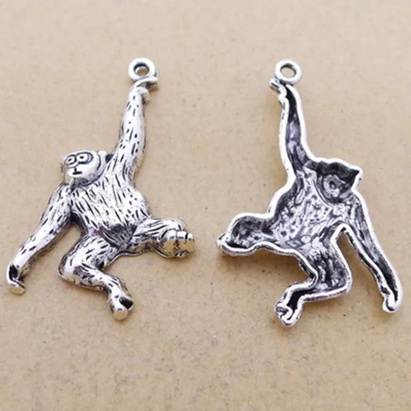 Bulk 30 Eco-Friendly Della Lega Placcato Argento Tibetano Scimmia Scimmia Pendenti Di Fascini 3722Mm 2G