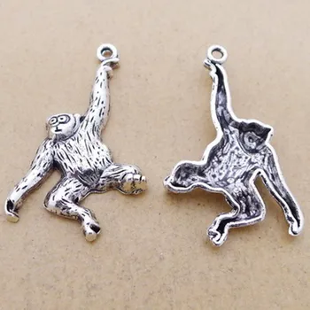 

BULK 30 Eco-friendly Alloy Tibetan Silver Plated Monkey Ape Charms Pendants 3722mm 2g