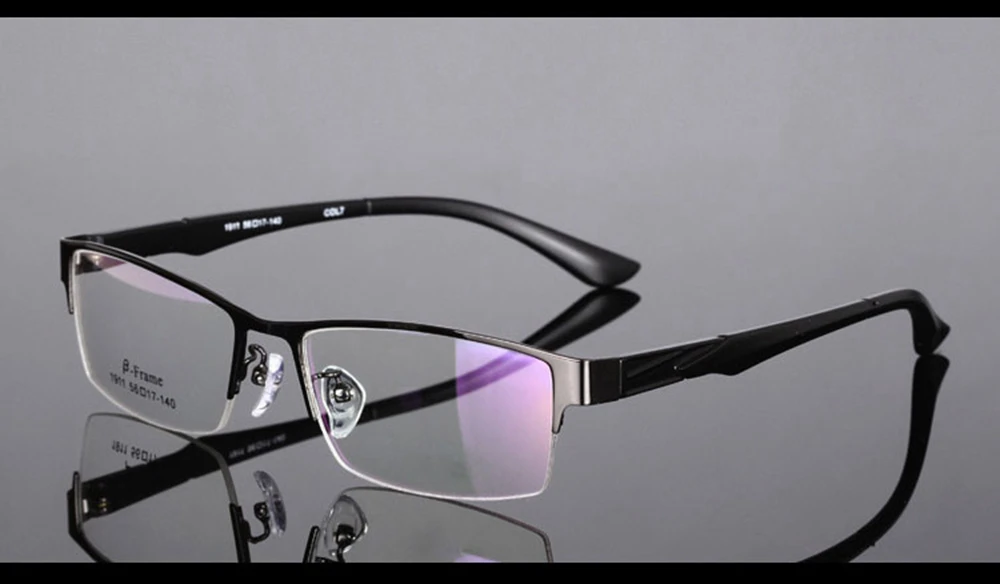 

Grey Mens Half-rim Commercials Alloy Frames Eyewear Custom Made Optical Prescription Reading Glasses Photochromic +1 To +6